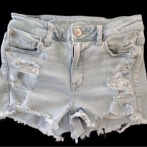 American Eagle Outfitters Light Blue Ripped Jean Shorts